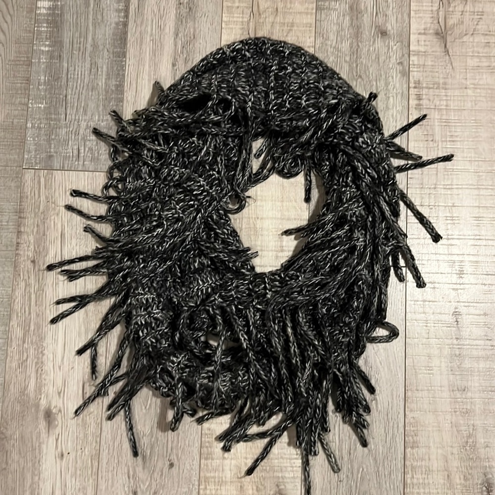 Gray and White Wrap Scarf